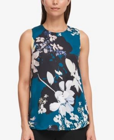 Shop Dkny Floral-print Georgette Top, Created For Macy's In Moody Floral Rainforest Multi
