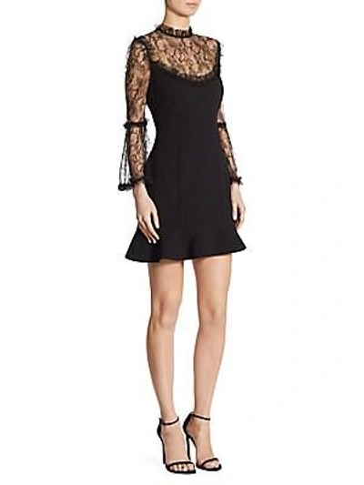 Shop Nicholas Lace Crepe Mini Dress In Black