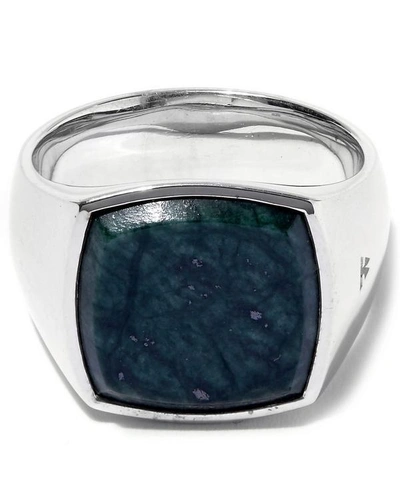 Shop Tom Wood Silver Green Marble Cushion Ring