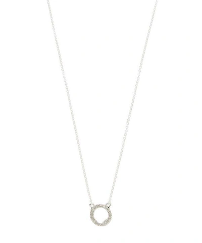 Shop Monica Vinader Silver Riva Mini Circle Diamond Necklace In Sterling Silver