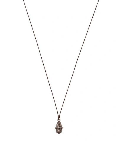Shop Margaret Solow Silver Hamsa Diamond Necklace