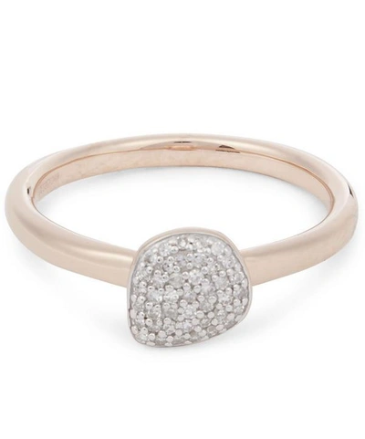 Shop Monica Vinader Rose Gold Vermeil Nura Mini Pebble Diamond Stacking Ring