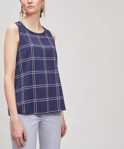 Shop Piazza Sempione Check Sleeveless Top In Blue
