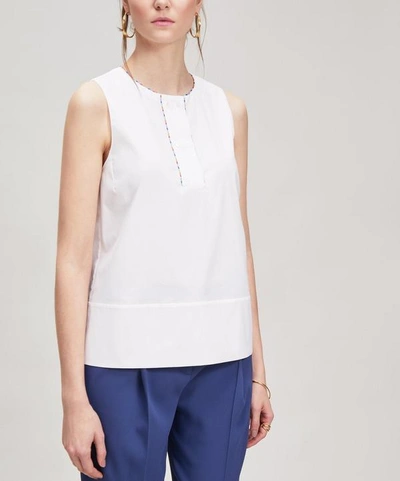 Shop Piazza Sempione Beaded Sleeveless Top In White