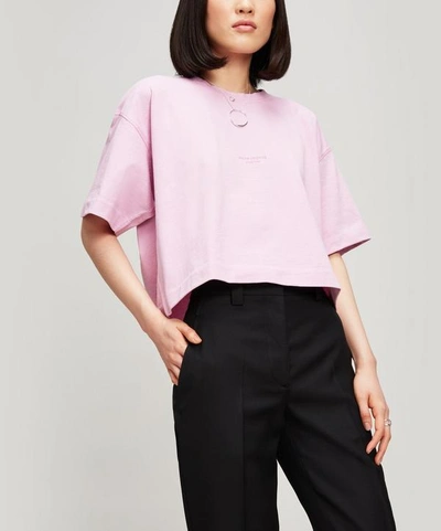 Cylea Crop Cotton T-shirt In Pink