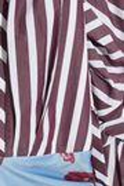 Shop Johanna Ortiz Floure Striped Cotton-blend Poplin And Floral-print Stretch-jersey Bodysuit In Burgundy