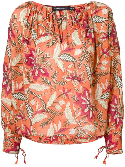 Shop Antik Batik Floral Print Blouse - Pink