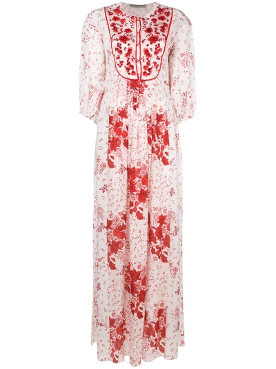 Shop Ermanno Scervino Floral Print And Embroidered Maxi Dress - White