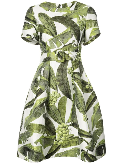 Shop Oscar De La Renta Leaf Print Dress