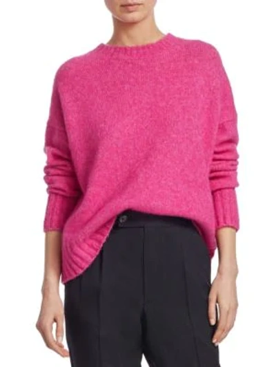 Shop Helmut Lang Brushed Wool Crewneck Sweater In Gum