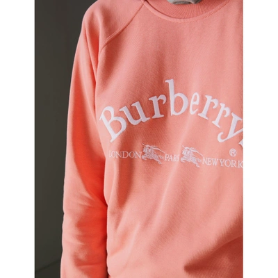 Shop Burberry Embroidered Archive Logo Jersey Sweatshirt In Pale Apricot