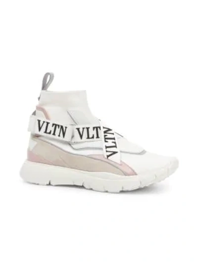Shop Valentino Vltn Heros High-top Sneakers In White