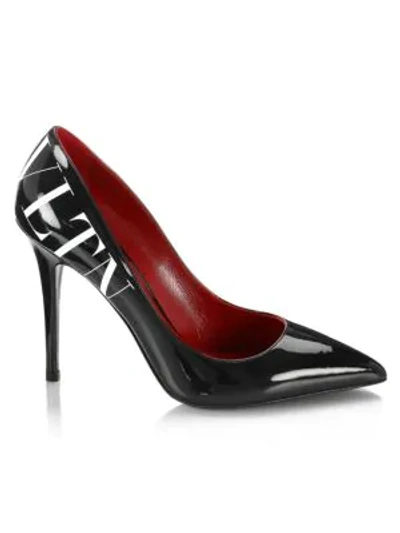 Shop Valentino Classic Logo Leather Pumps In Black White