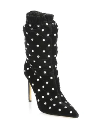 Shop Valentino Jewel Embellished Mid-calf Boots In Black