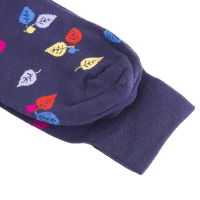 Shop 40 Colori Navy Birch Organic Cotton Socks In Blue
