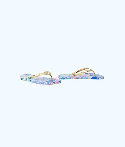 Shop Lilly Pulitzer Pool Flip-flop In Tiki Pink Royal Lime Shoe