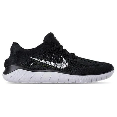 Shop Nike Men's Free Rn Flyknit 2018 Running Shoes In Black/white