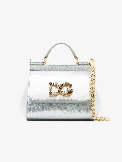 Shop Dolce & Gabbana Metallic Leather Small Sicily Shoulder Bag
