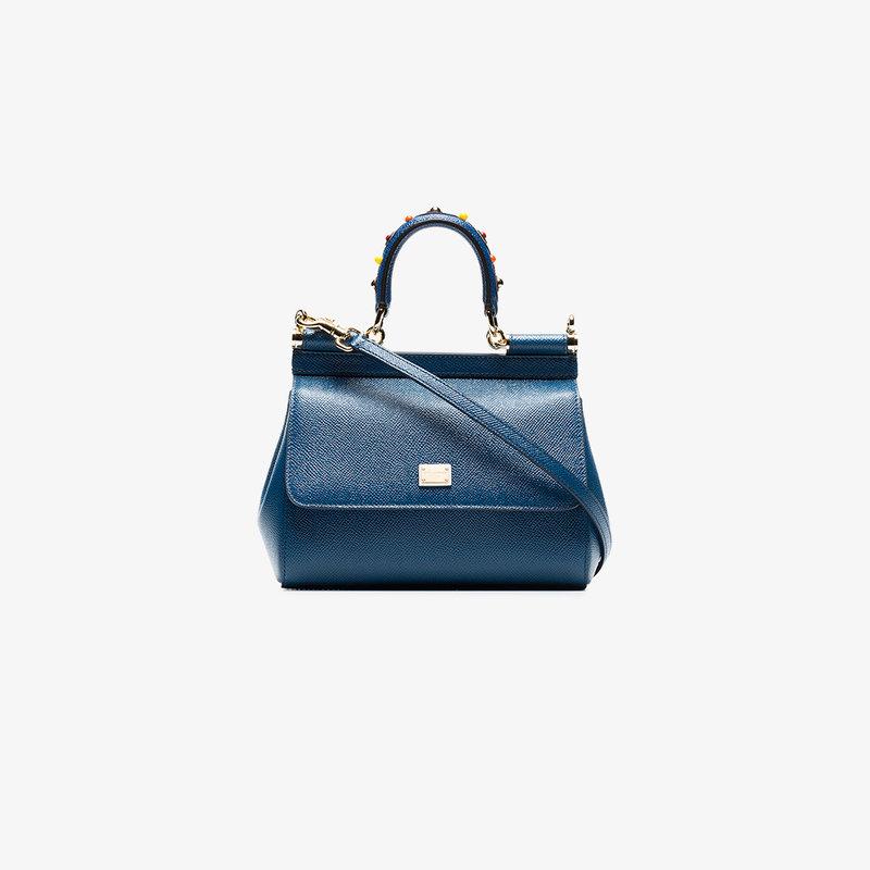 Dolce & Gabbana Small Sicily Shoulder Bag In Blue | ModeSens