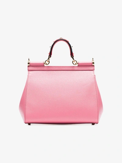 Shop Dolce & Gabbana Pink Leather Sicily Medium Leather Shoulder Bag In Pink&purple