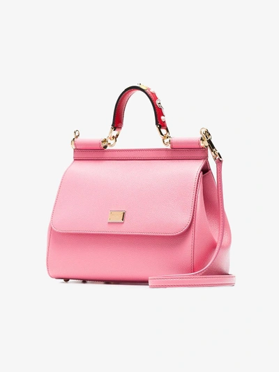 Shop Dolce & Gabbana Pink Leather Sicily Medium Leather Shoulder Bag In Pink&purple