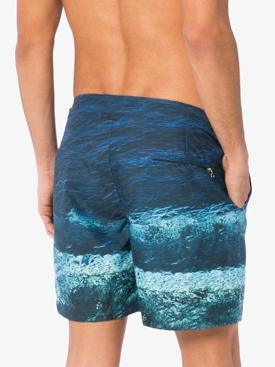 Shop Orlebar Brown Blue Bulldog Printed Swim Shorts