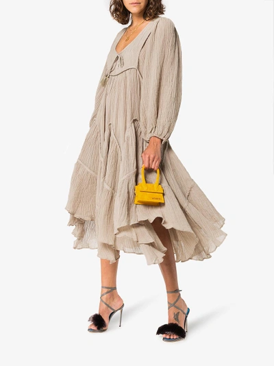 Shop Zimmermann Melody Chevron Tier Dress In Nude/neutrals