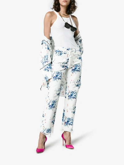 Shop Off-white X Browns Floral Print Straight Denim Jeans