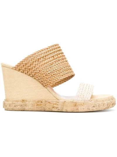 Shop Casadei Open-toe Wedge Sandals - Neutrals