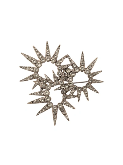 Shop Oscar De La Renta Sea Urchin Crystal Brooch - Metallic