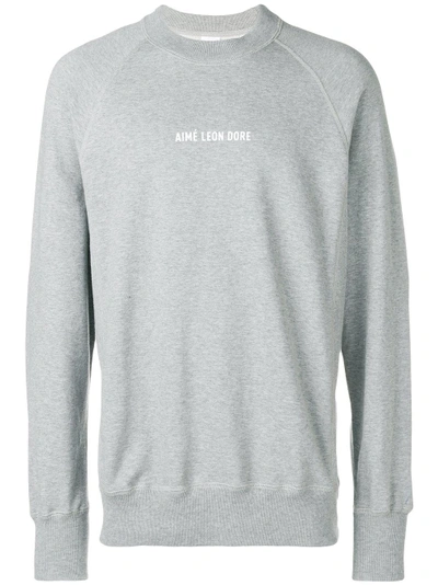 Shop Aimé Leon Dore Logo Embroidered Sweatshirt In Grey