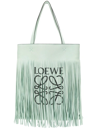 Shop Loewe Calfskin Leather Fringed Tote Bag