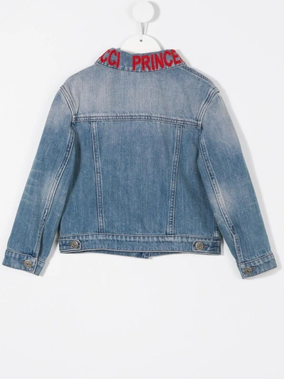 Shop Gucci Embroidered-collar Denim Jacket