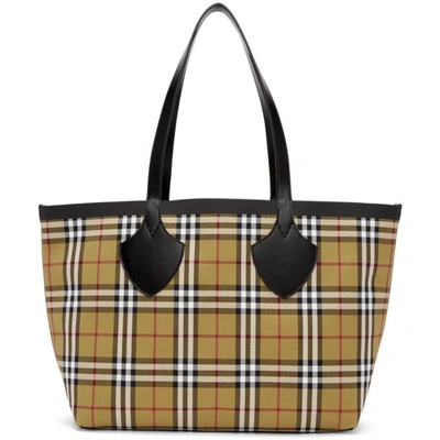 Shop Burberry Reversible Yellow & Red Medium Check Tote