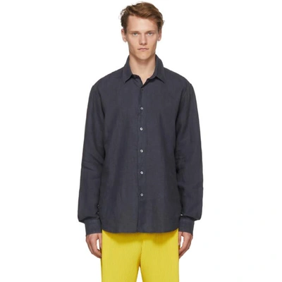 Shop Hope Navy Linen Air Clean Shirt In Dk Blue