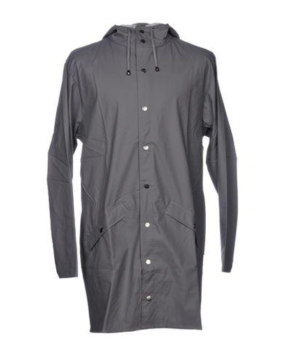 Shop Rains Man Overcoat Steel Grey Size Xxs/xs Polyurethane, Polyester