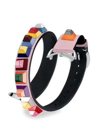 Shop Fendi Selleria Studded Watch Strap In Multi