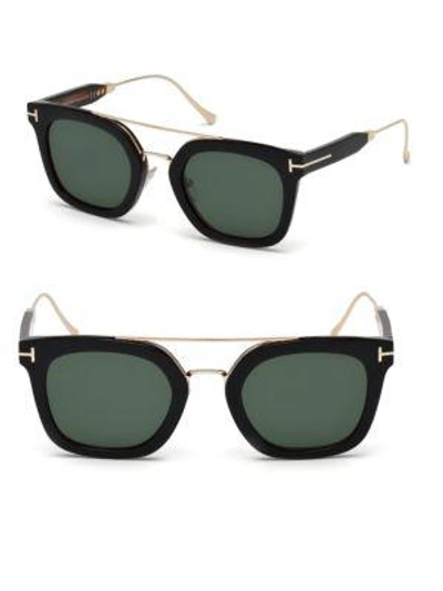 Shop Tom Ford Alex 51mm Square Sunglasses In Black Green