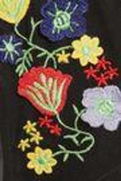 Shop Anna Sui Woman Embroidered Chiffon Blouse Black
