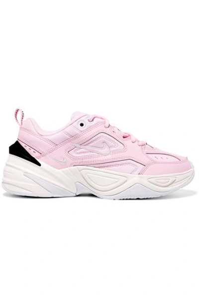 Shop Nike M2k Tekno Leather And Neoprene Sneakers In Baby Pink