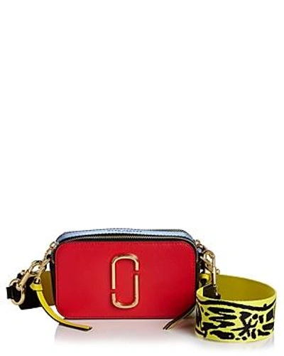 Shop Marc Jacobs Snapshot Leather Camera Bag In Poppy Red Multi/gold