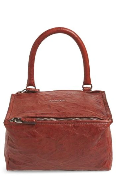 Shop Givenchy 'small Pepe Pandora' Leather Shoulder Bag - Red In Mahogany