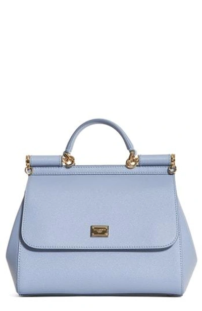 Shop Dolce & Gabbana 'small Miss Sicily' Leather Satchel - Purple In Fiordaliso
