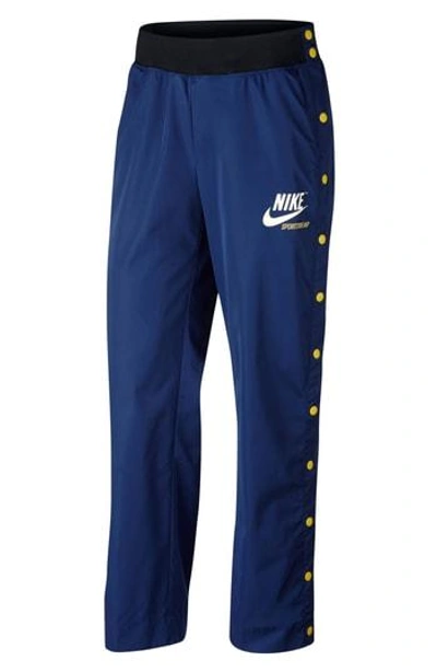 Shop Nike Side Snap Pants In Deep Royal Blue/ Vivid Sulfur