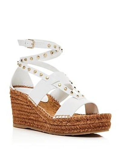 Shop Jimmy Choo Women's Danica 80 Leather Platform Wedge Sandals In White