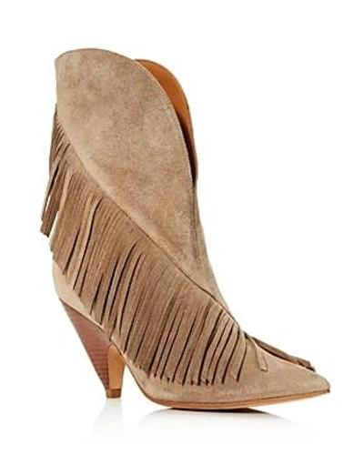 Shop Sigerson Morrison Women's Giliana Suede Fringe Western Booties In Taupe