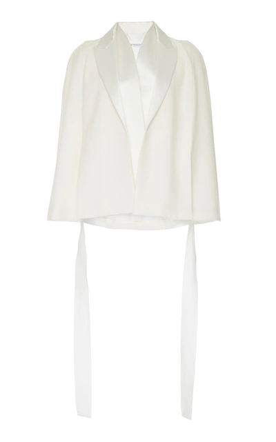 Shop Givenchy Smoking Cape-effect Wool-crepe Blazer In White