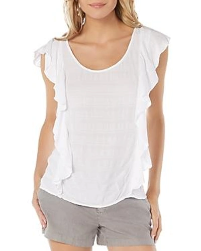 Shop Michael Stars Ruffle-trimmed Top In White