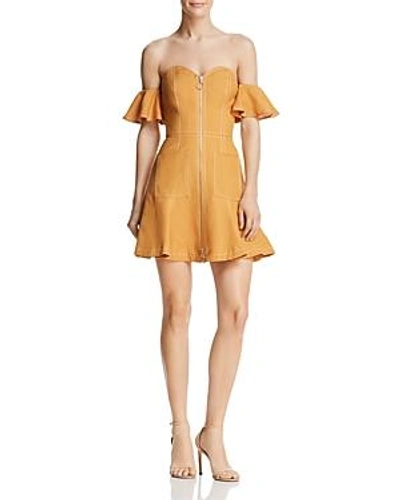 Shop C/meo Collective Get Right Off-the-shoulder Mini Dress In Mustard