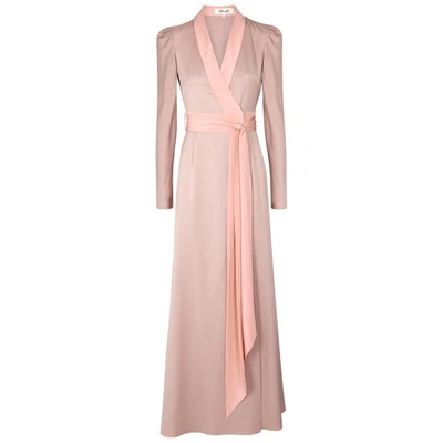 Shop Diane Von Furstenberg Shell And Blush Satin Crepe Wrap Gown In Pink